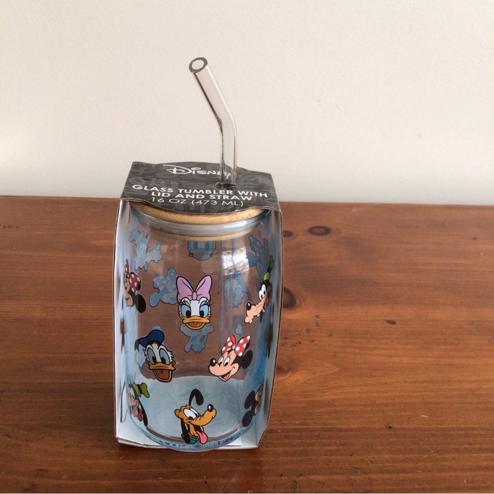 DISNEY Mickey Mouse AND FRIENDS Glass Tumbler CUP 16oz NEW